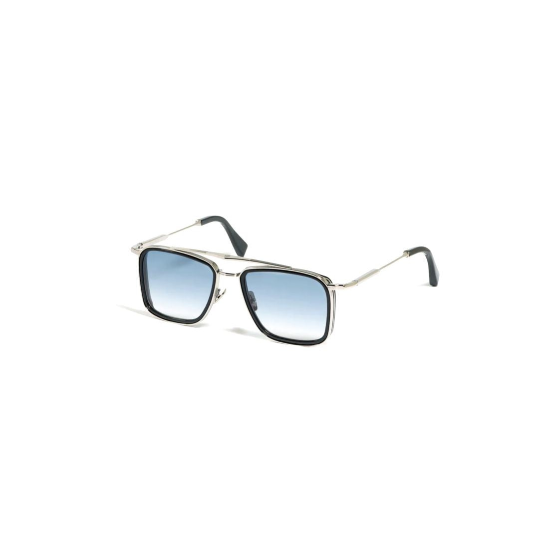 John Dalia Brad Rectangular Frame Sunglasses With Gradient Blue Tint