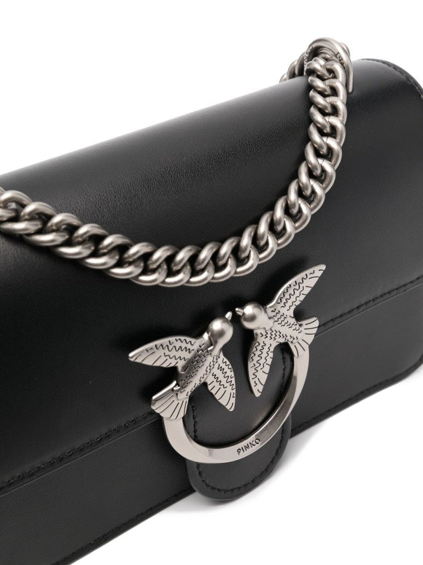 Pinko Shoulder Bag With Silver Chain And Bird Motif Clasp
