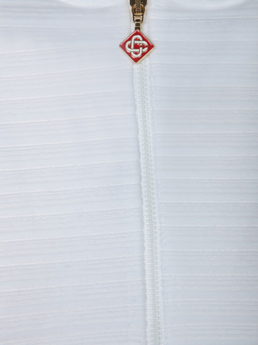 Casablanca Hooded Corduroy T-Shirt With Striped Hem