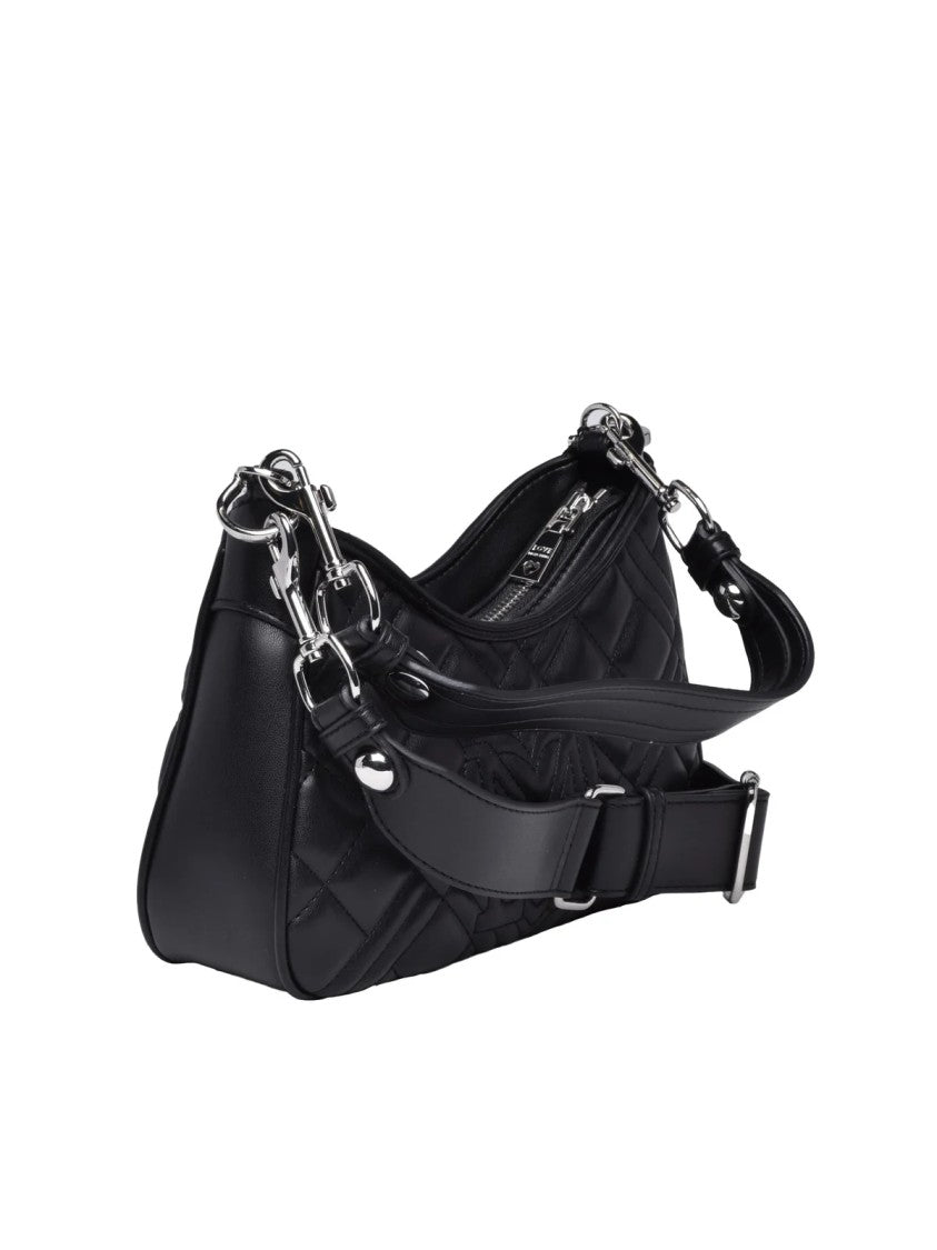Love Moschino Black Polyurethane Zip Shoulder Bag