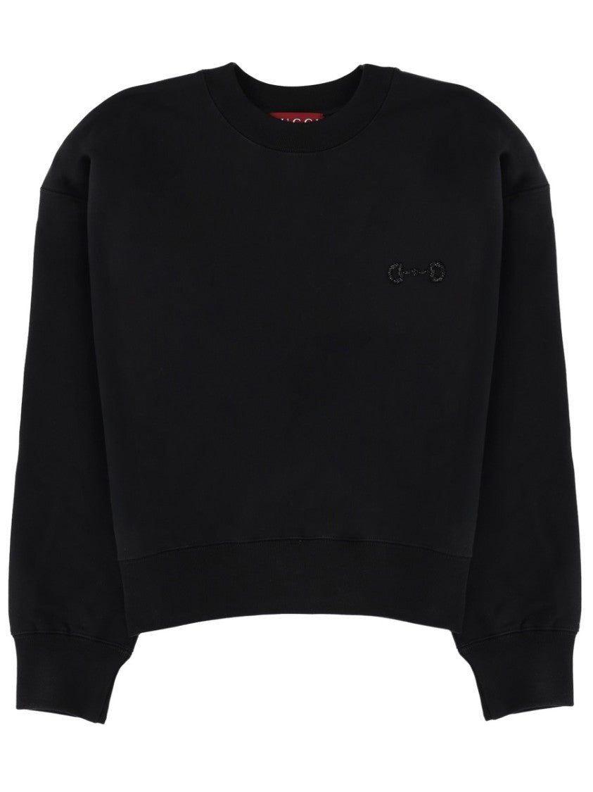 Gucci Cropped Clamp Detail Cotton Sweatshirt