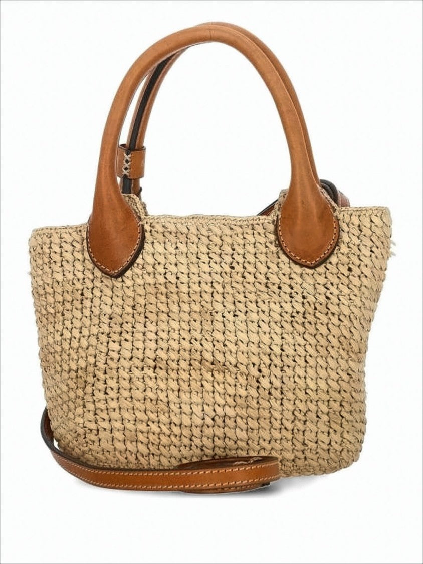Helen Kaminski Woven Raffia Tote Bag With Leather Accents