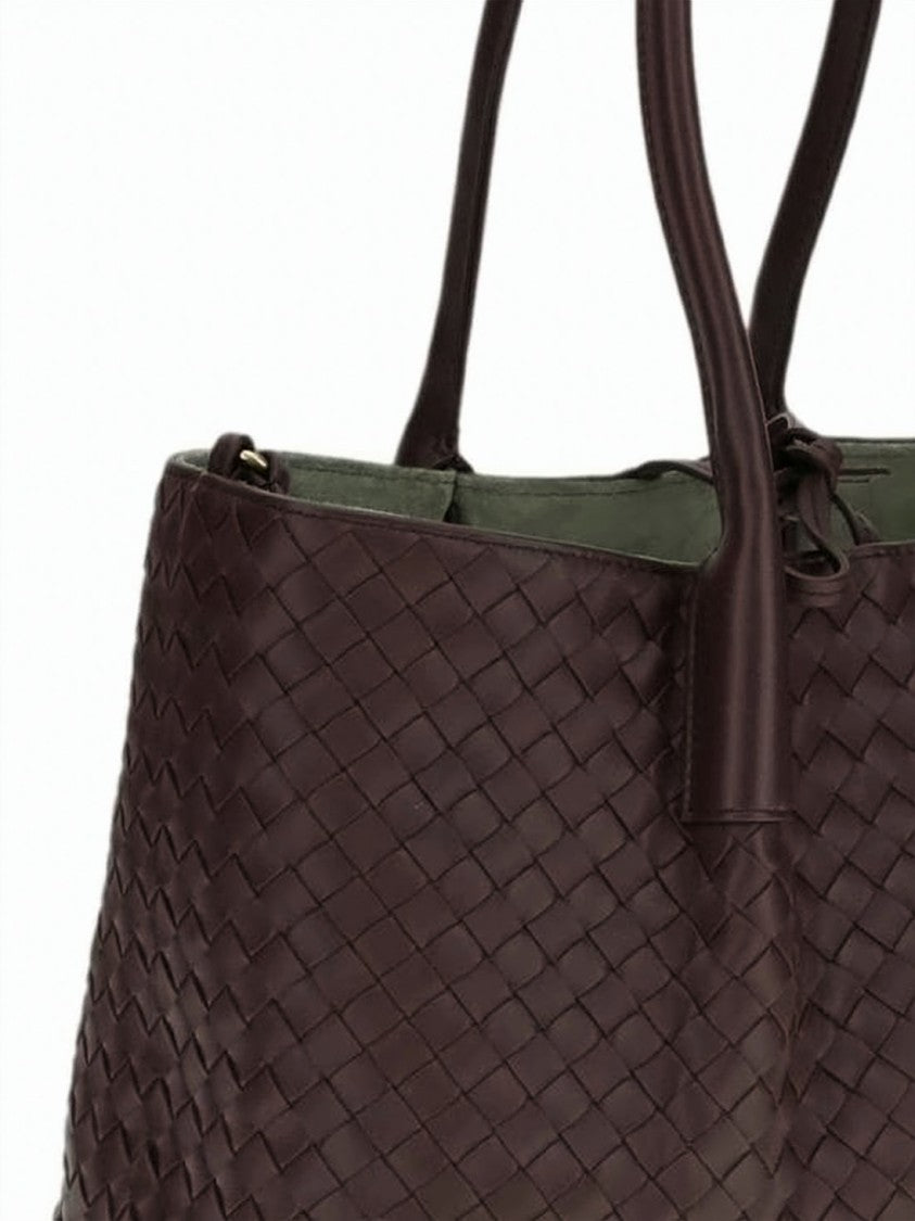 Bottega Veneta Spacious Rectangular Shoulder Bag With Woven Leather