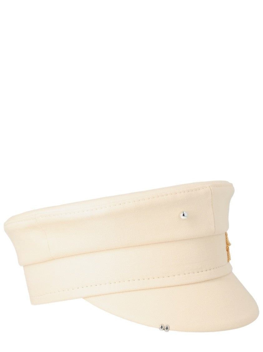 Ruslan Baginskiy Baker Boy Viscose-Linen Studded Hat