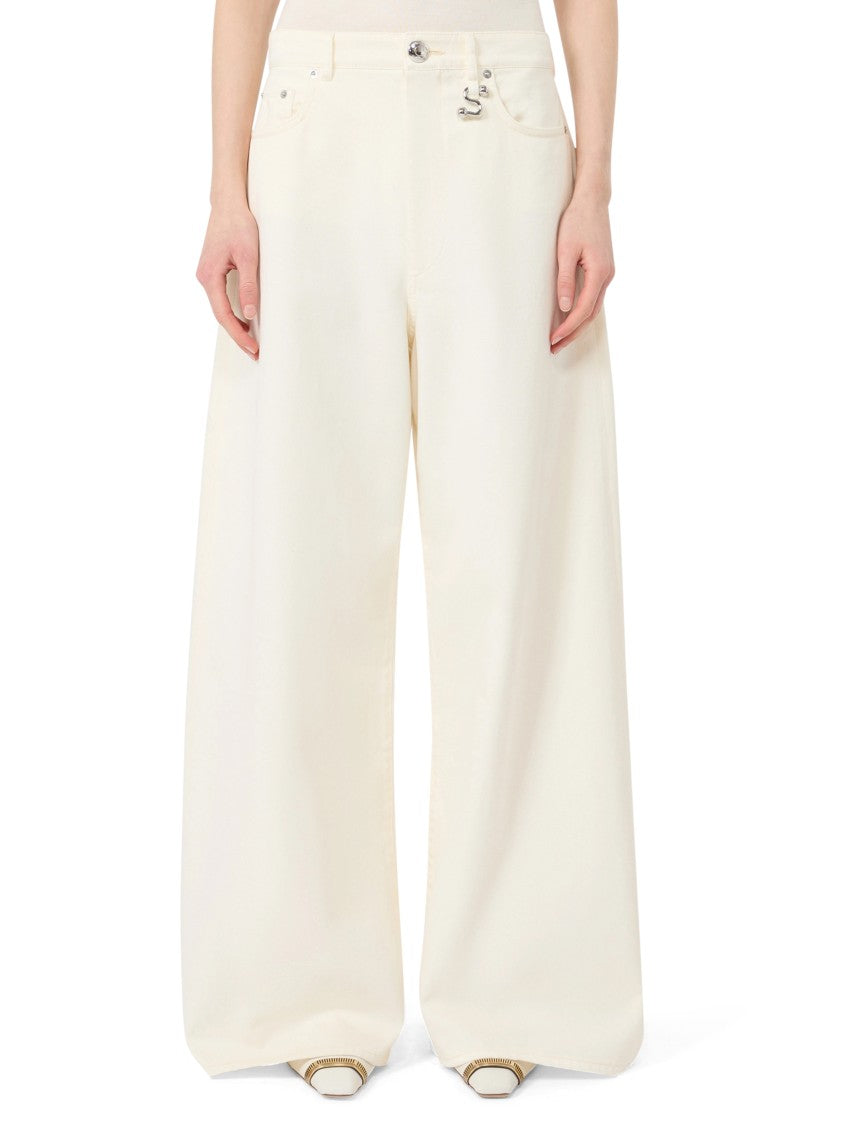 Sportmax Ultra-Wide Leg Cropped Jeans With Decorative Detail