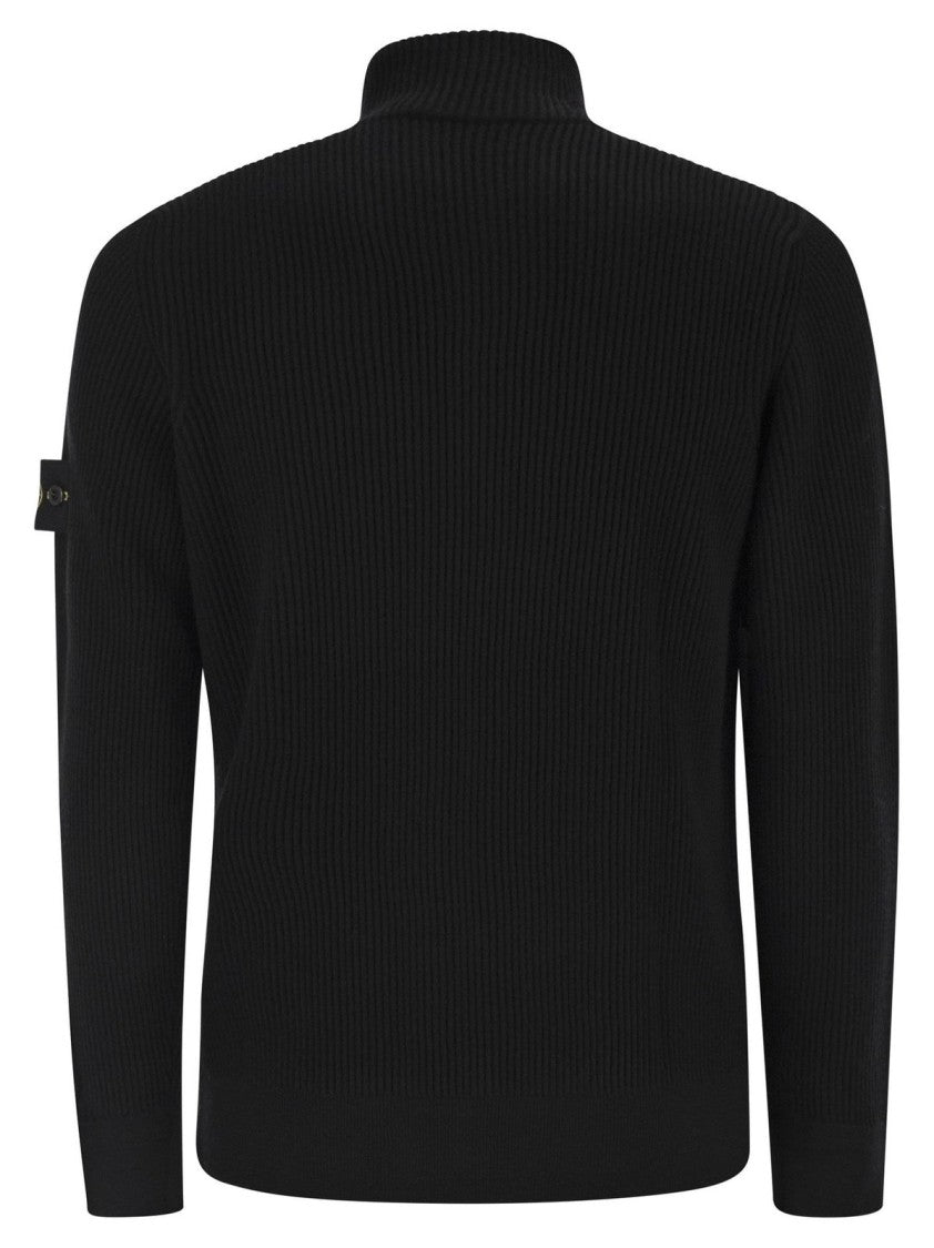 Stone Island Classic Black Virgin Wool Sweater