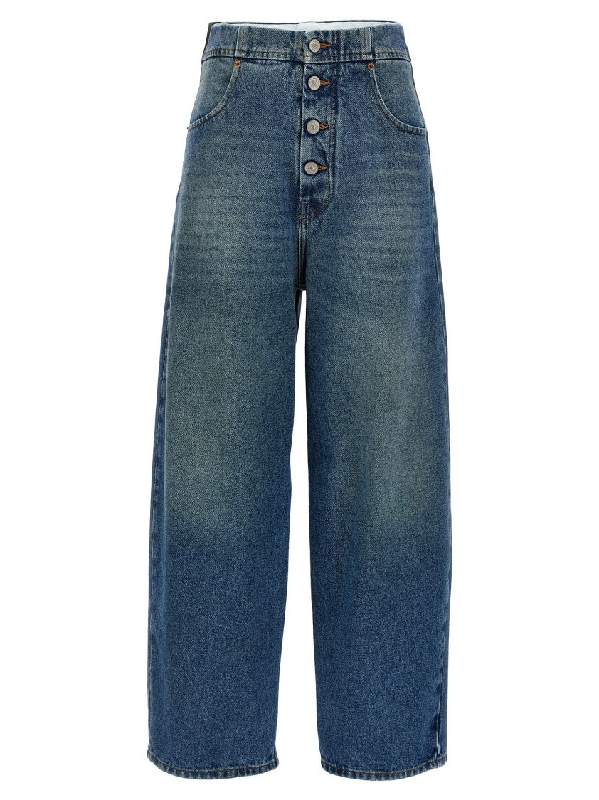 Mm6 By Maison Margiela High-Waisted Denim Jeans With Wide Leg