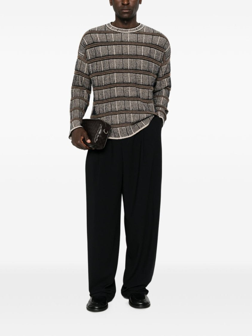 Giorgio Armani Multicolor Horizontal Striped Ribbed Sweater