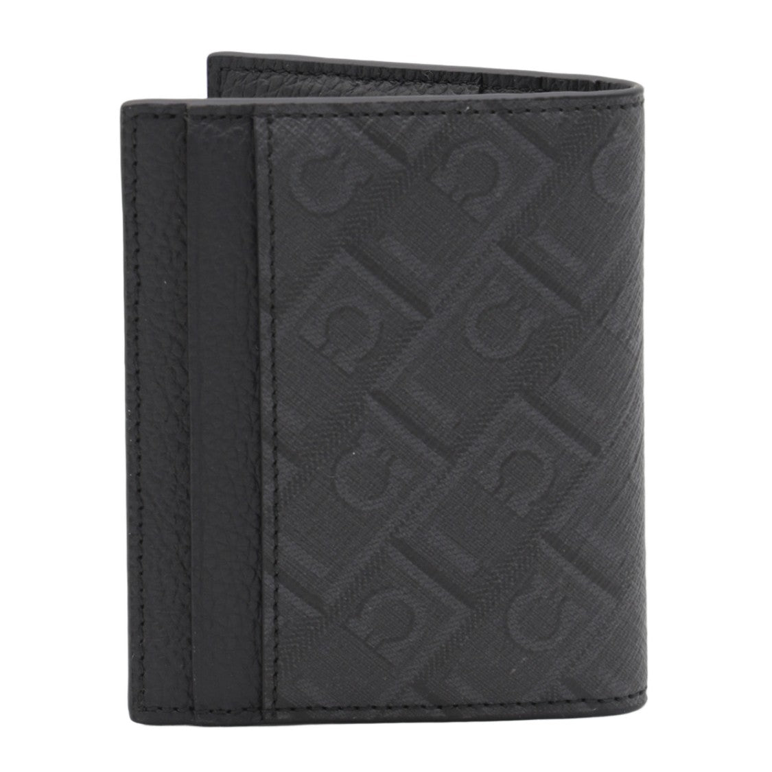 Ferragamo Tri-Fold Wallet With Textured Geometric Pattern