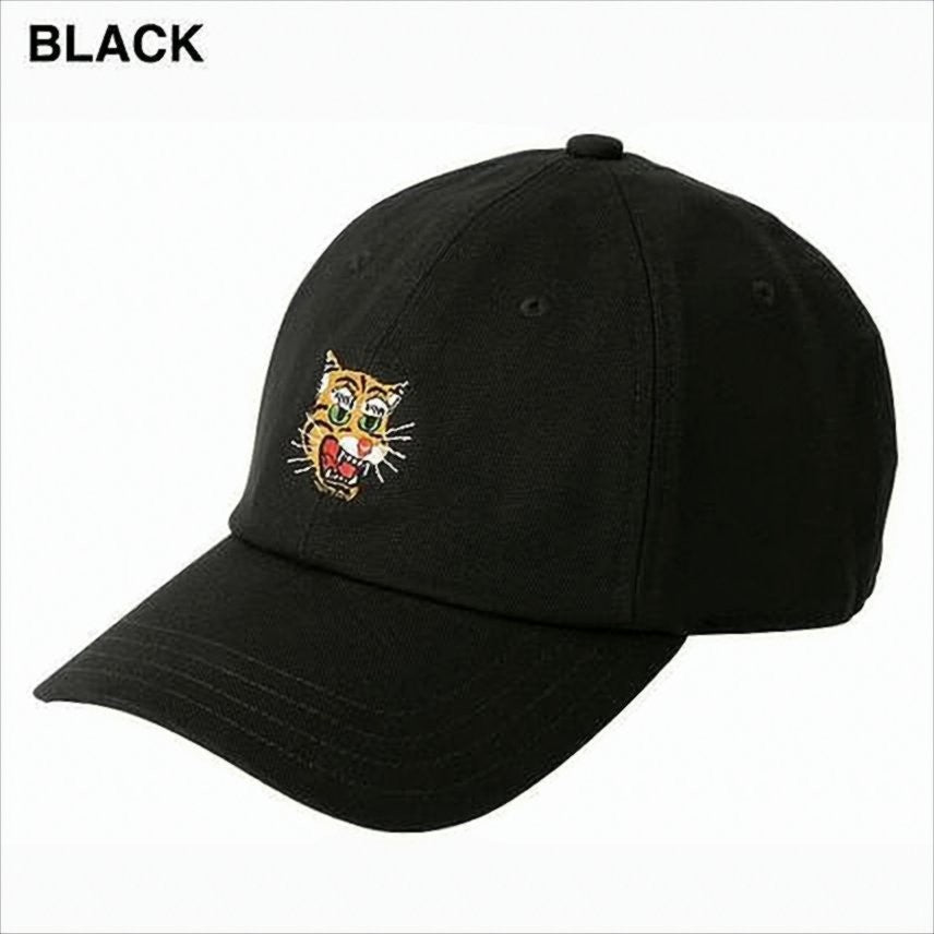 Onitsuka Tiger Embroidered Tiger Face Black Baseball Cap