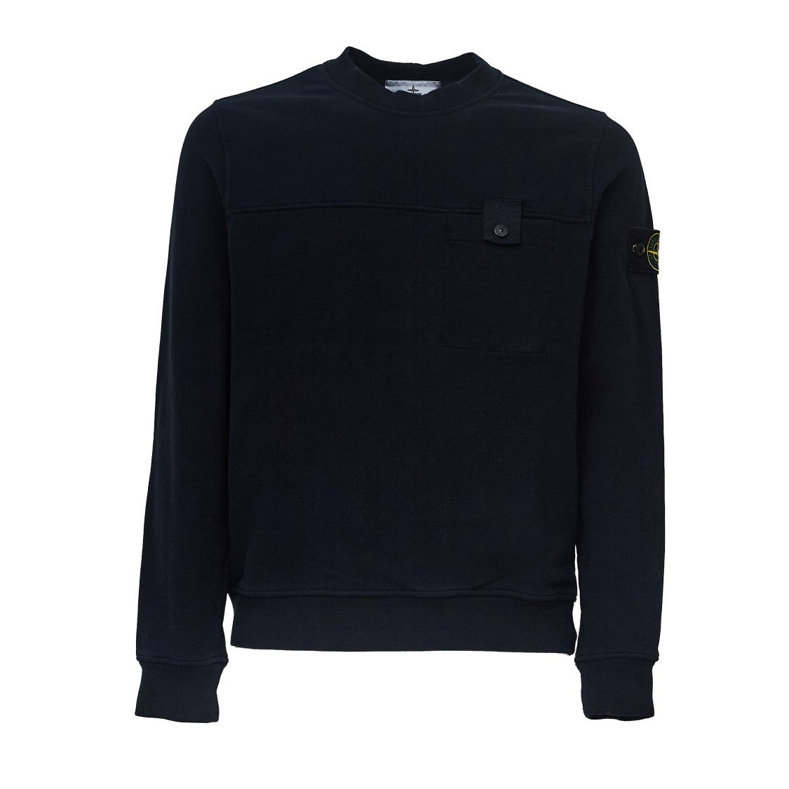 Stone Island Crew Neck Sweatshirt With Ribbed Finish And Buttoned Pocket