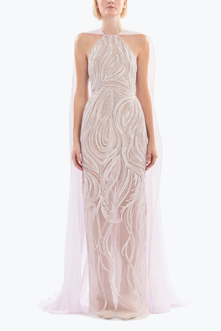 Saiid Kobeisy Embellished Halter Neck Long Dress