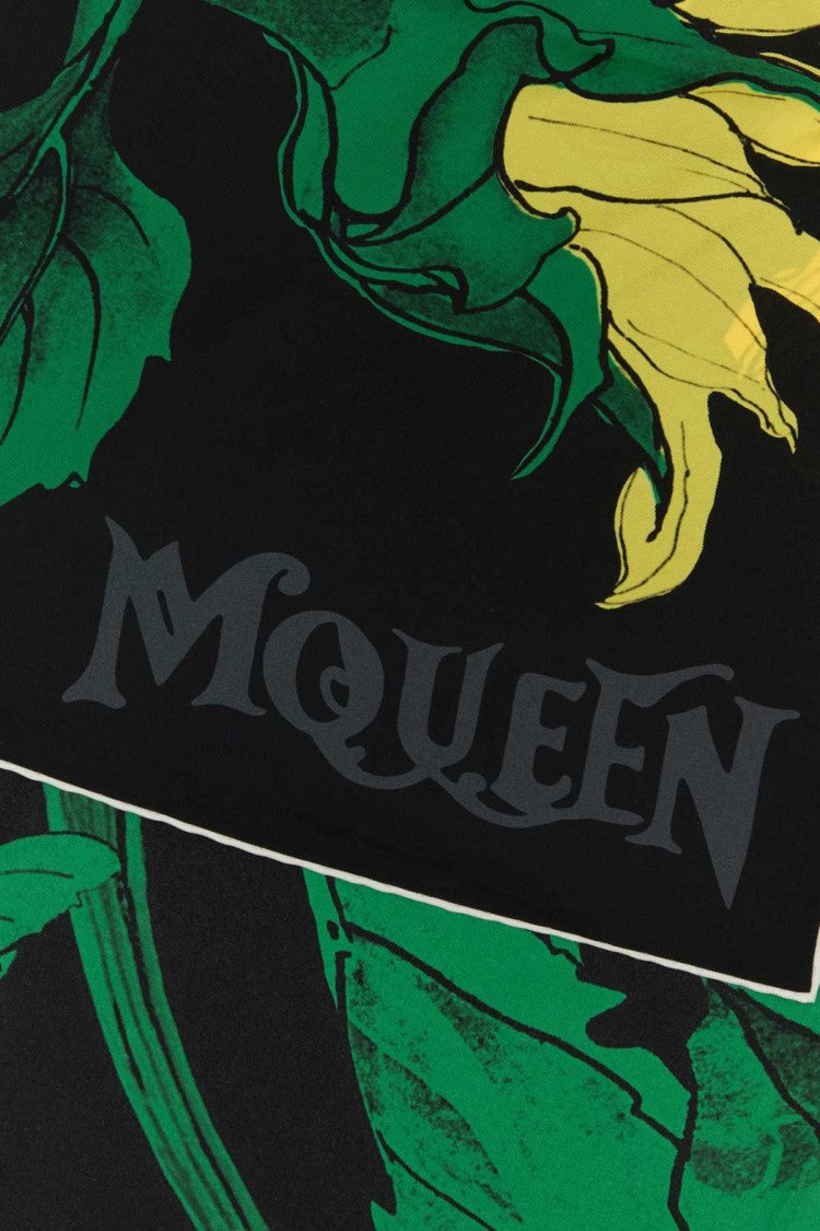 Alexander Mcqueen Botanical Print Silk Foulard