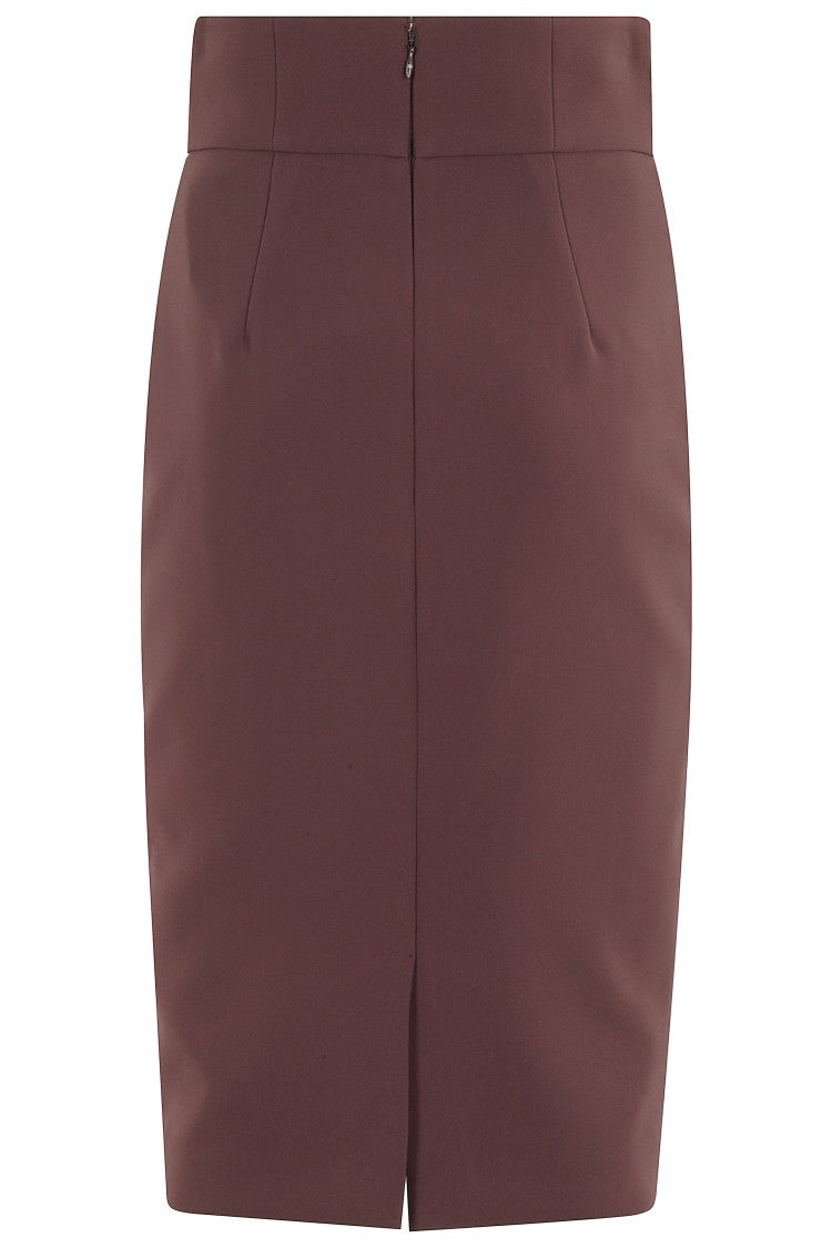 Elisabetta Franchi Merlot Midi Skirt With Front Zip