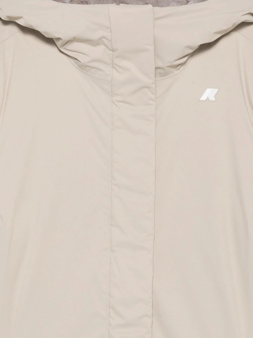 K-Way Sophie Twill Soft Beaver Hooded Short Coat