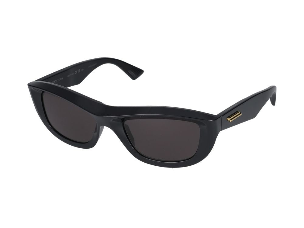 Bottega Veneta Black Gold-Tone Accents Oversized Square Sunglasses