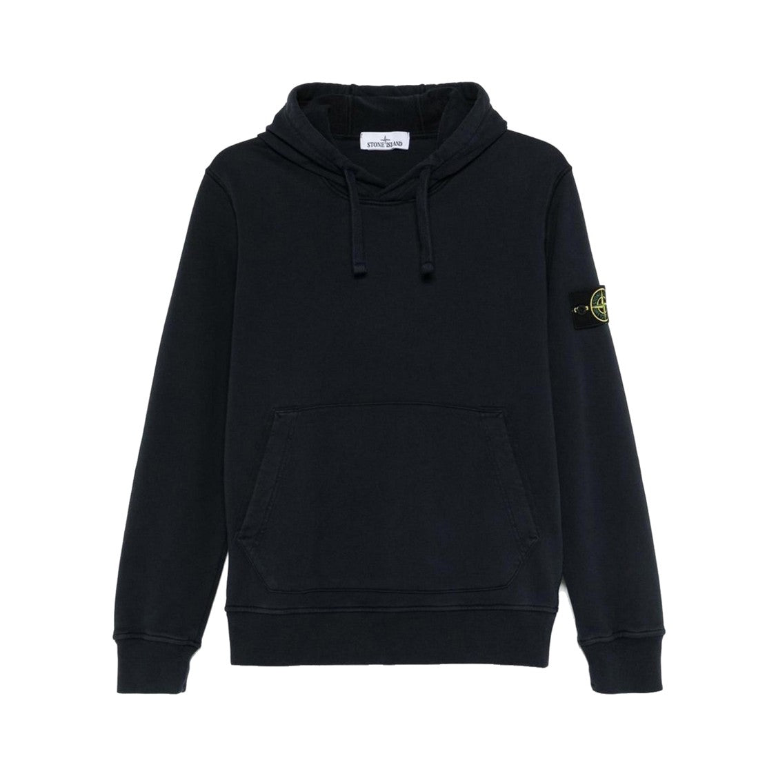 Stone Island Black Cotton Hoodie Sweater With Kangaroo Pocket