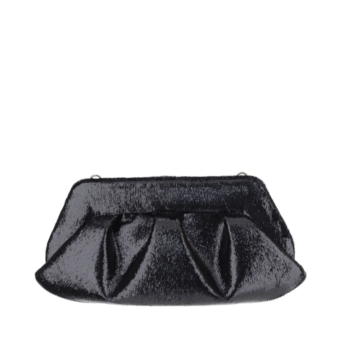 Themoirè Glossy Black Gathered Handbag
