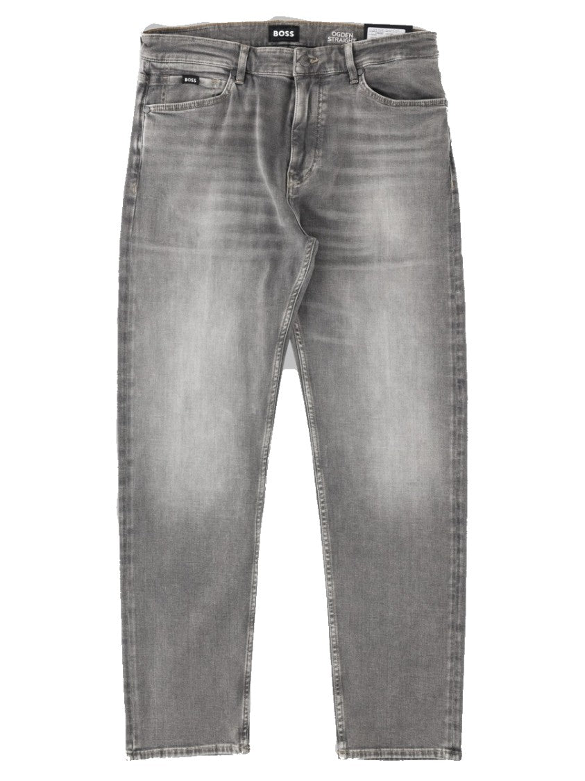 Boss Grey Faded Classic Five-Pocket Cotton-Blend Chinos