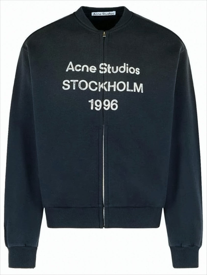 Acne Studios Boxy Cropped Long-Sleeve Sweatshirt With Bold Embroidery