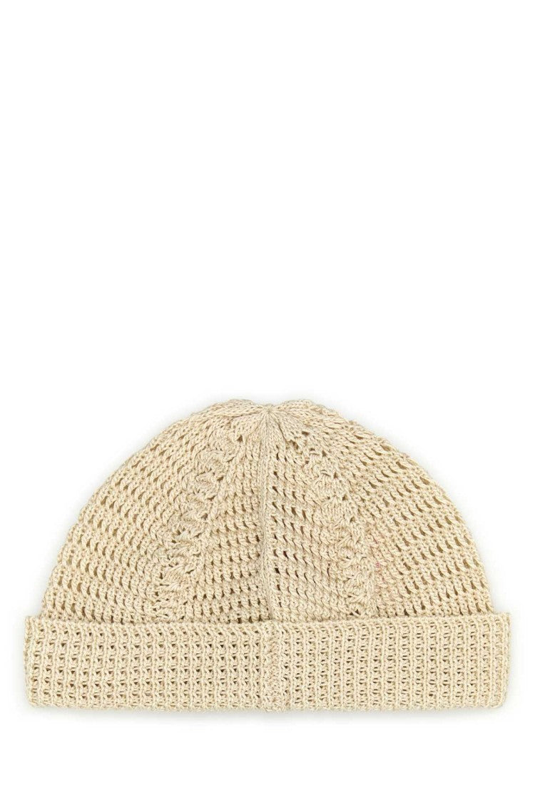 Valentino Garavani Sand Cotton Knitted Vlogo Signature Beanie Hat