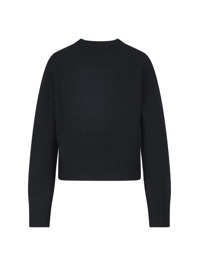 Extreme Cashmere Black Please Crewneck Cropped Cashmere Sweater