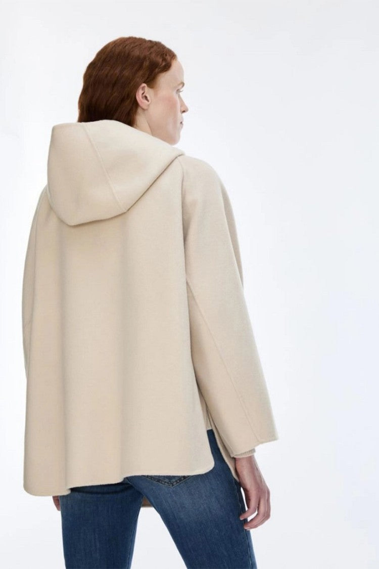 I Blues Cream Hooded Cape-Style Jacket