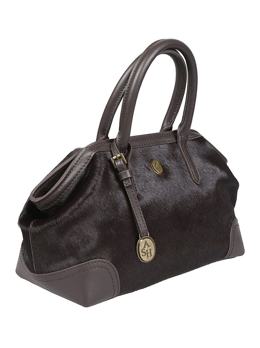 Ash Black Jospehine Structured Hair Calf Leather Shoulder Bag