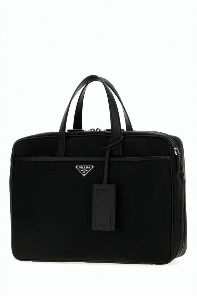Prada Rectangular Tote Bag With Dual Top Handles And Zip Closure