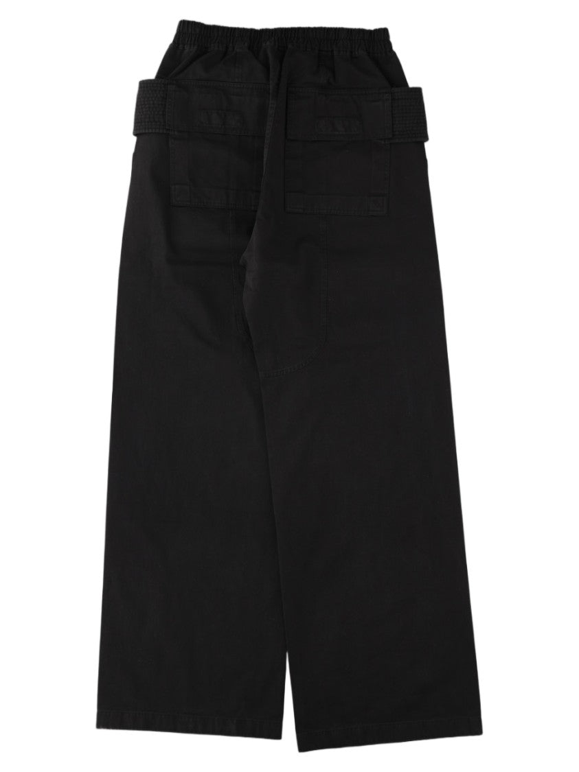 Drkshdw By Rick Owens Black Contrast Drawstring Wide-Leg Cotton Pants
