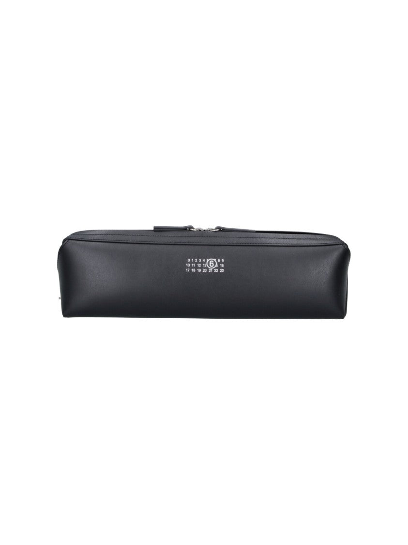 Mm6 By Maison Margiela Black Numeric Calf Leather Zip Pouch