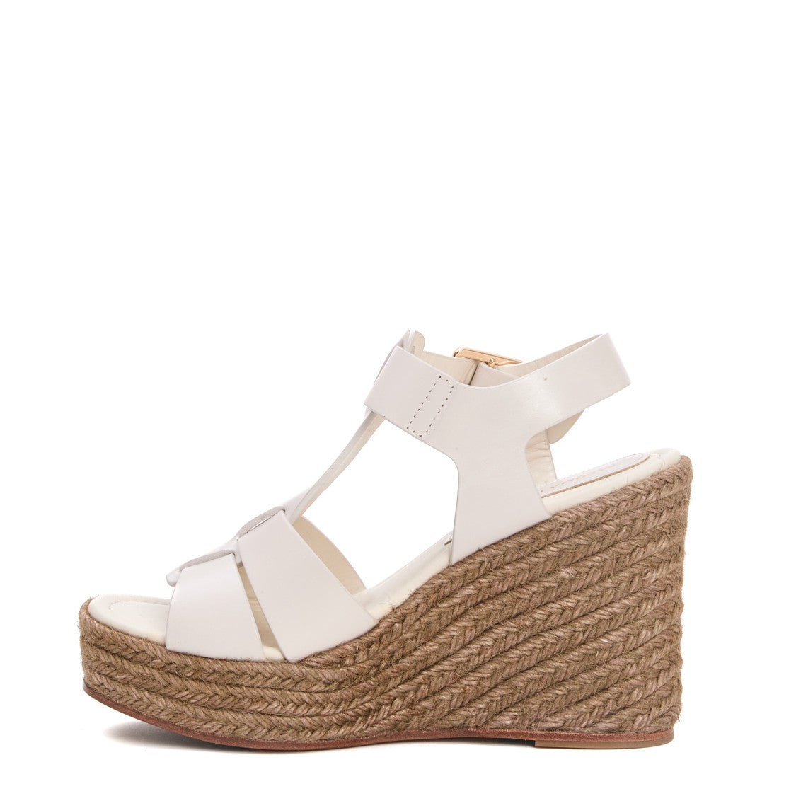Paloma Barceló White Rope And Leather Wedge Sandal