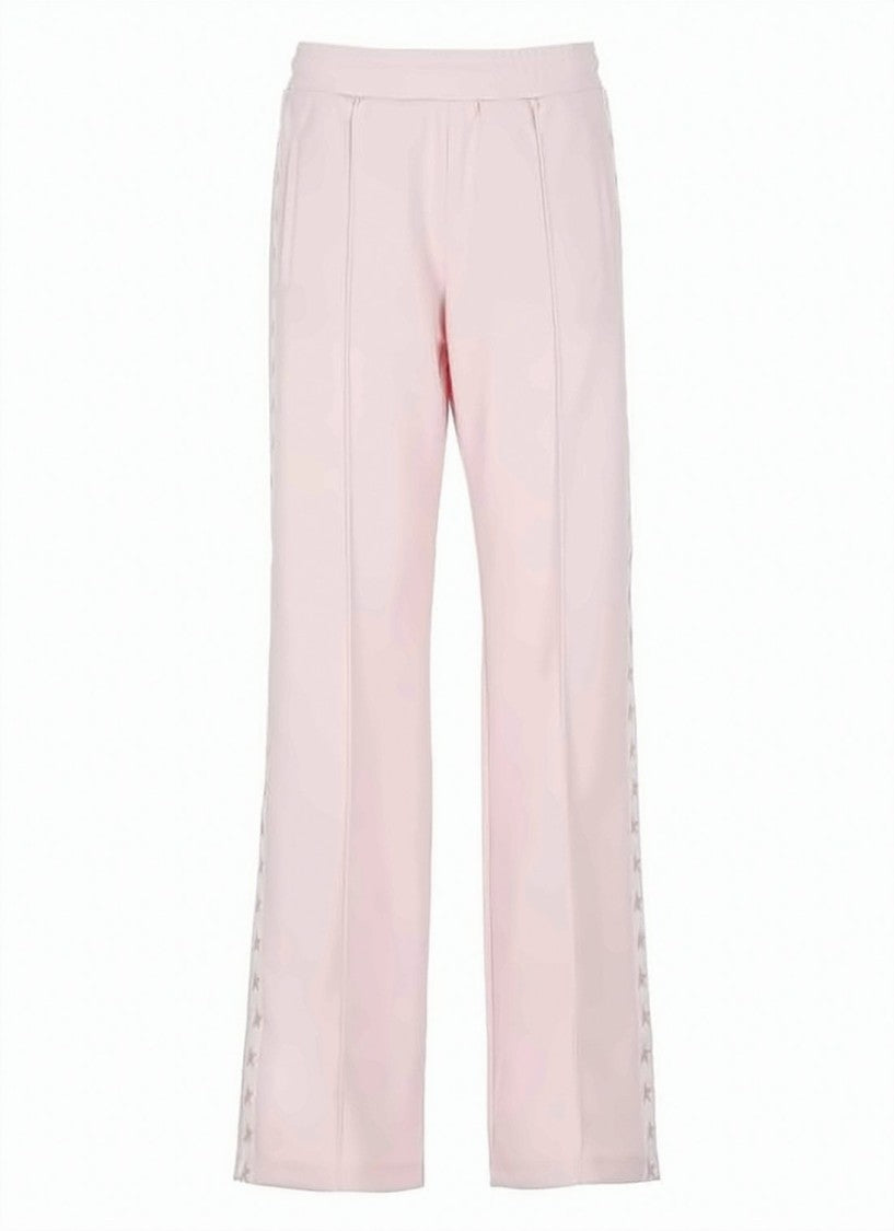 Golden Goose Wide Jogging Pants With Star Motifs And Vertical Seams