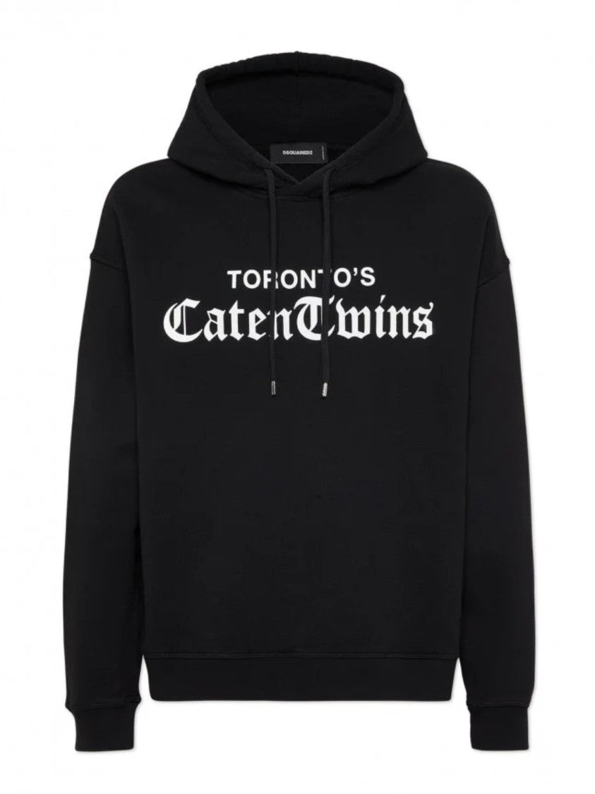 Dsquared2 Black Gothic Text Print Relax Fit Hoodie