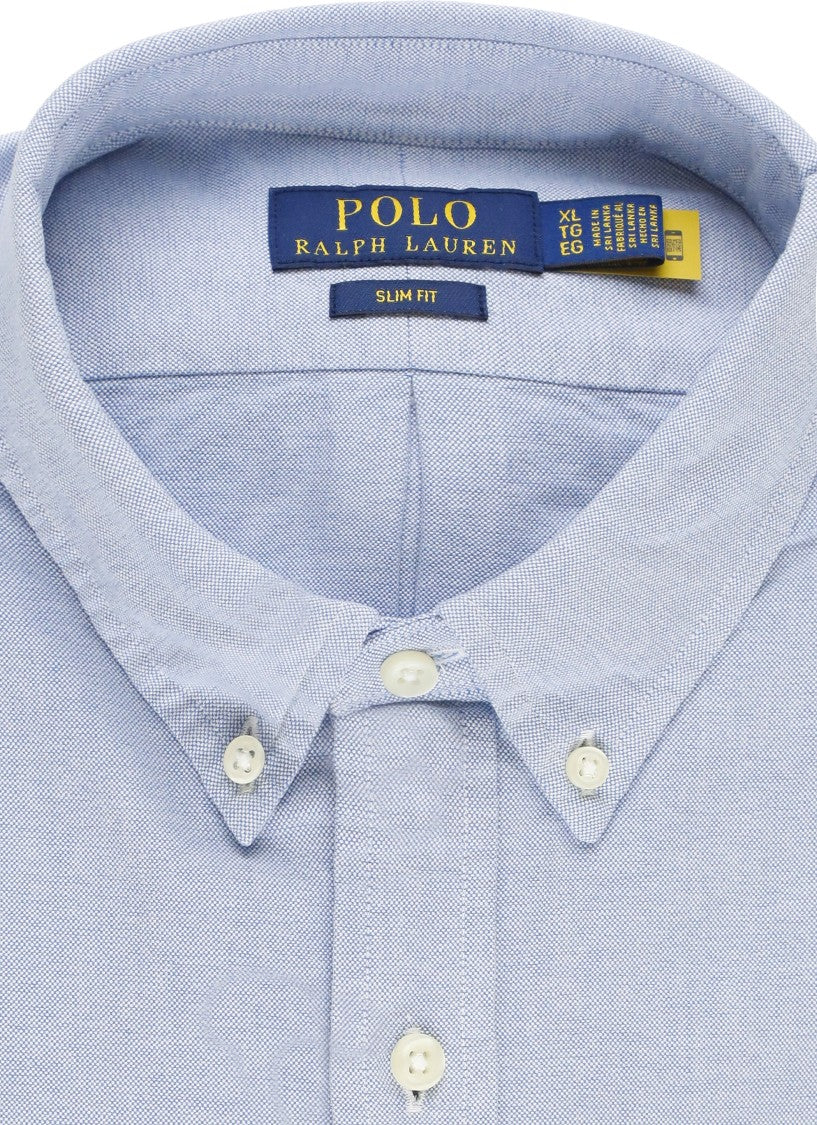 Polo Ralph Lauren Light Blue Embroidered Pony Slim Cotton Shirt
