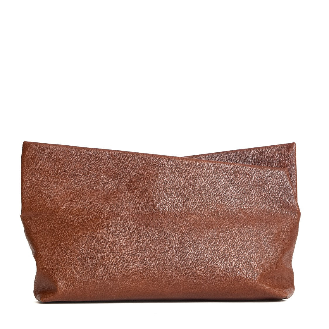 Amine Asymmetrical Leather Pochette With Zip Closure And Detachable Strap