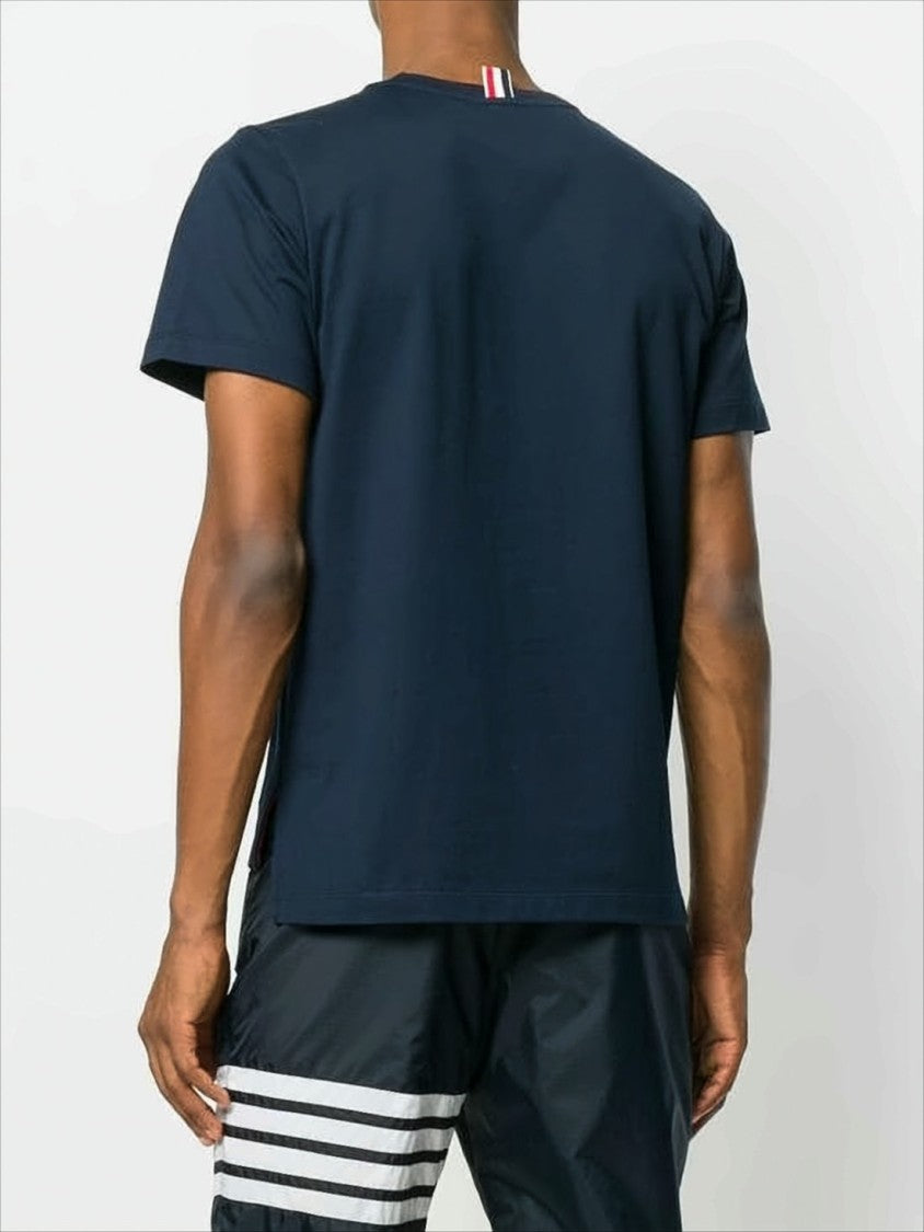 Thom Browne Short-Sleeved Cotton T-Shirt With Signature Stripe