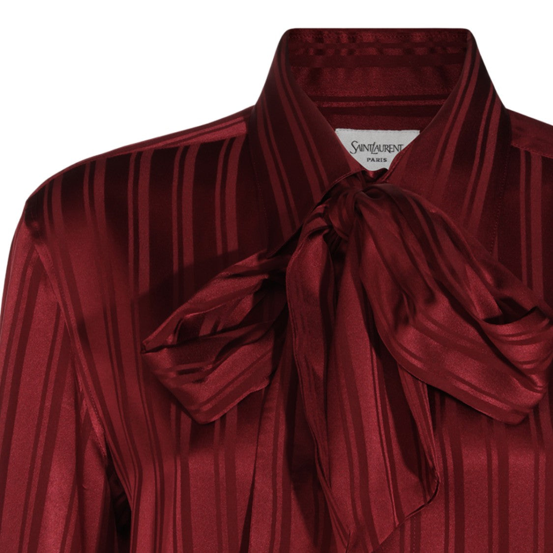 Saint Laurent Vertical Stripe Bow-Tie Silk Shirt