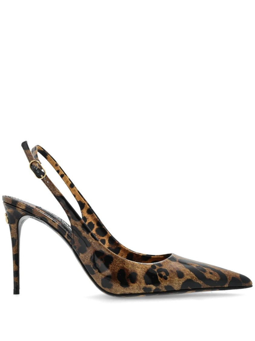 Dolce & Gabbana Brown Slingback Pumps With Dg Logo Detail