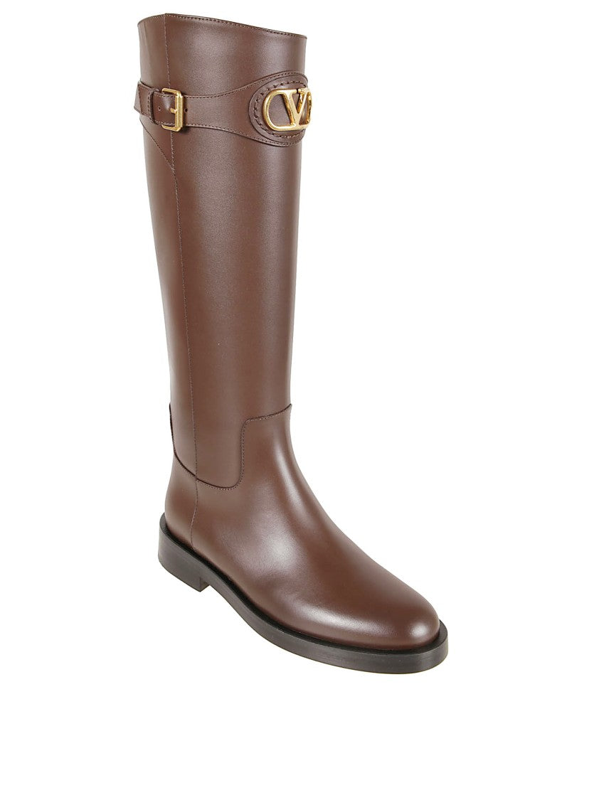 Valentino Garavani Buckle Fastening Tall Boots With Vlogo Detail