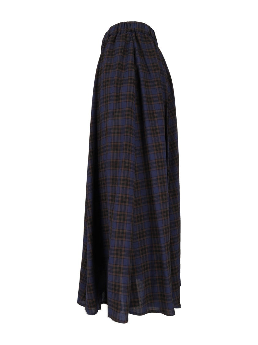 Aspesi Plaid Relaxed Flared Midi Skirt
