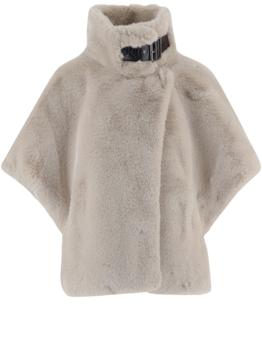 Pinko Plush Faux Fur Jacket With High Collar
