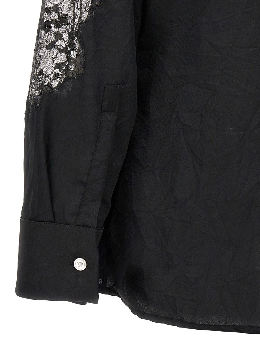 Versace Recycled-Effect Satin Shirt With Lace Inserts