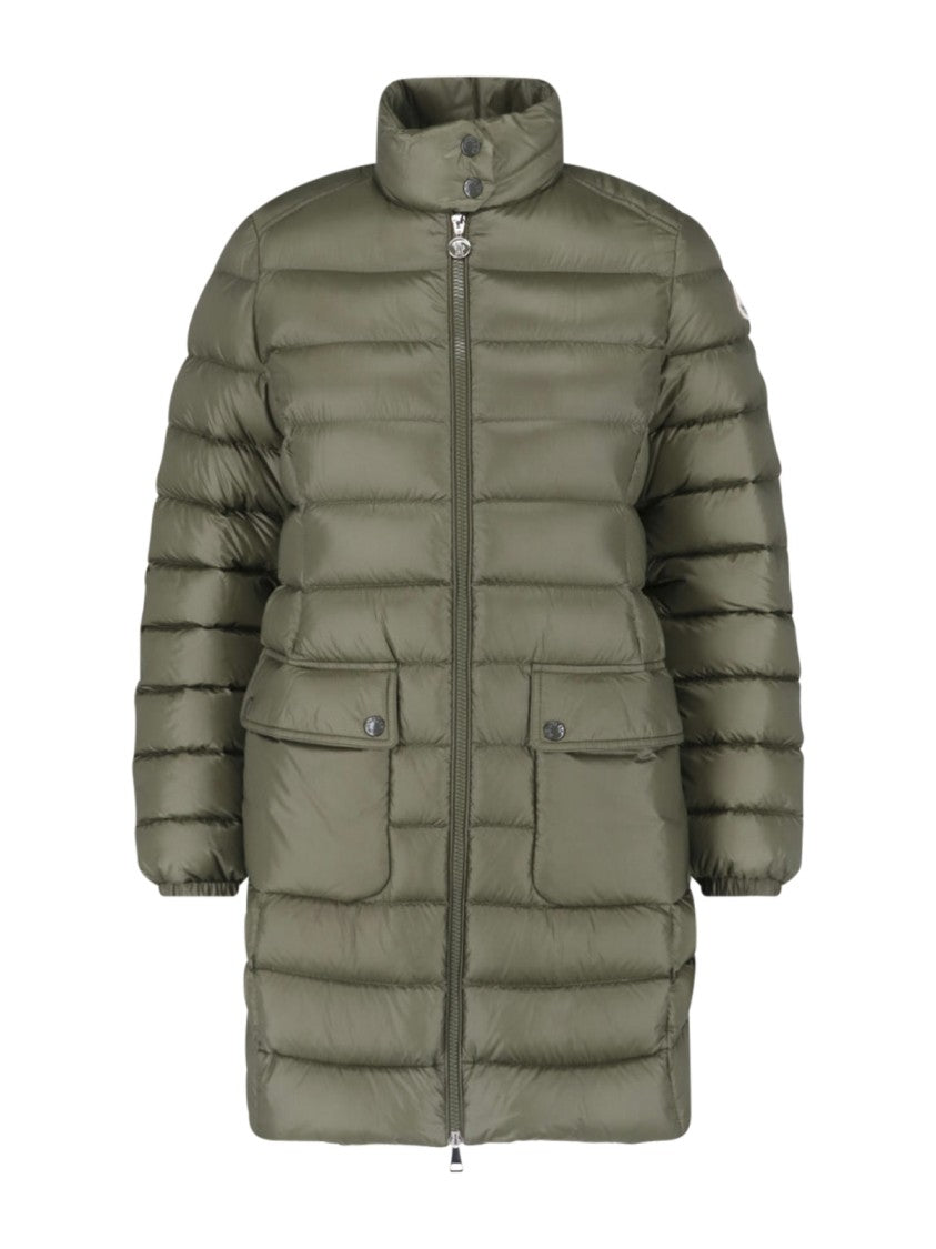 Moncler Green Genet High-Collar Padded Quilted Jacket