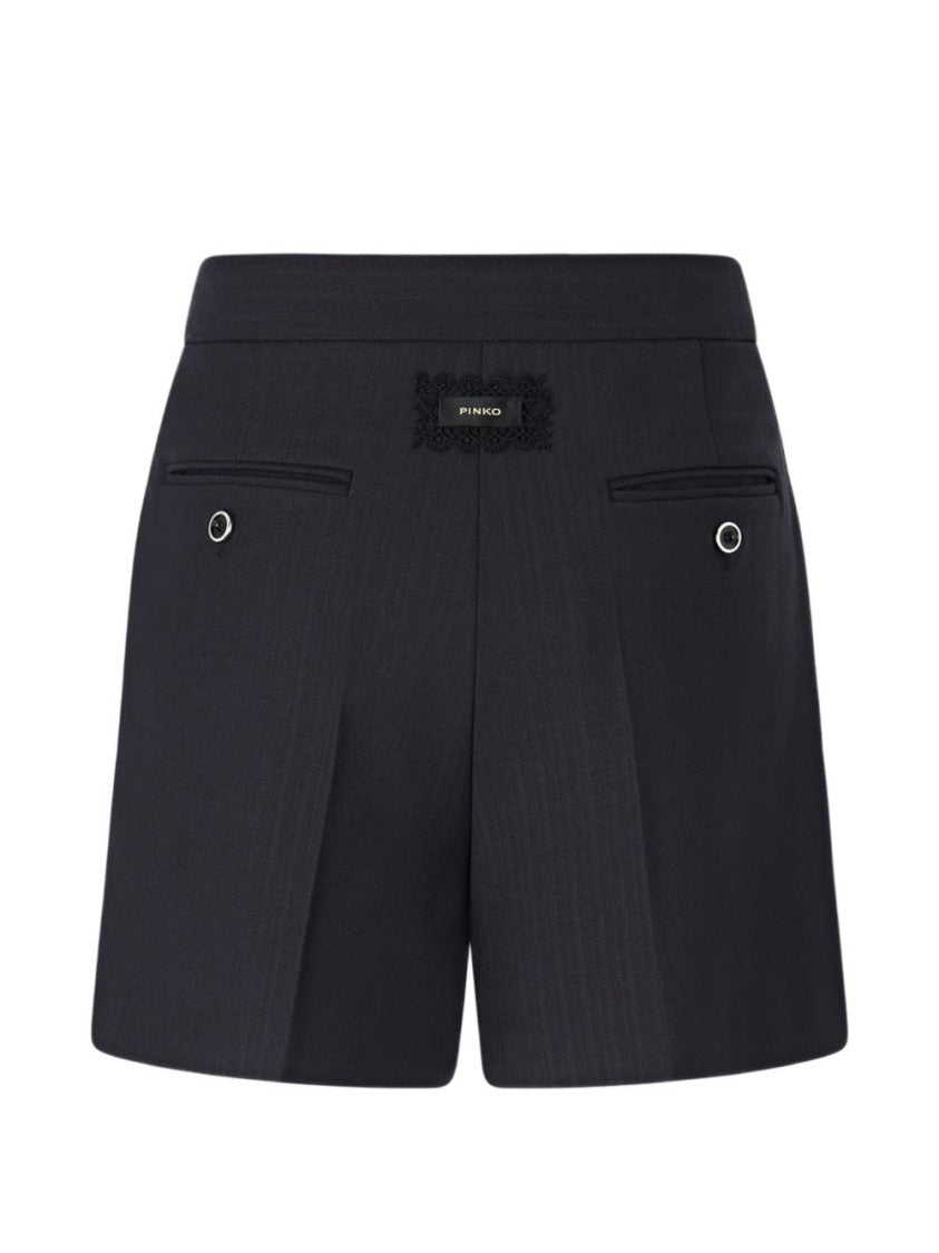 Pinko Black Structured Tailored Front Pleats Shorts
