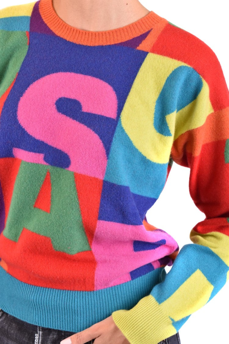 Dsquared2 Patchwork Knit Sweater With Contrasting Ribbed Details