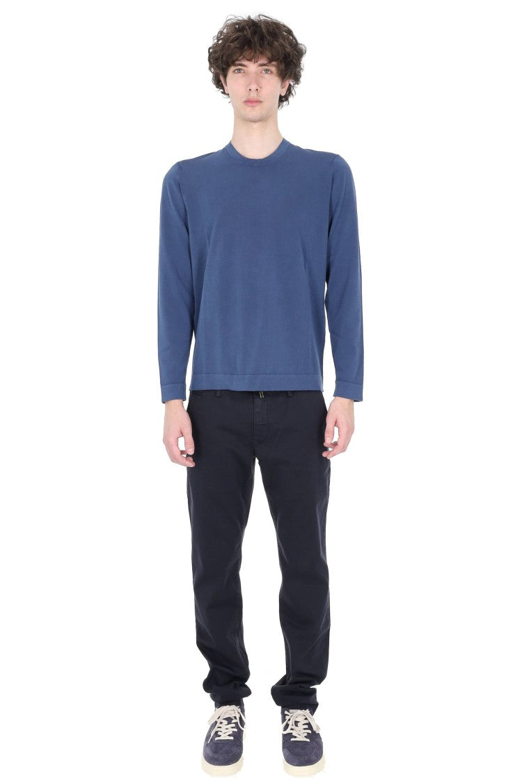 Drumohr Blue Long-Sleeve Frosted Cotton T-Shirt