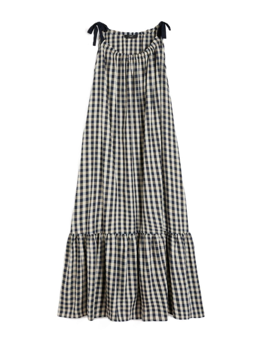 Max Mara Gingham Check Maxi Dress With Ruffled Hem