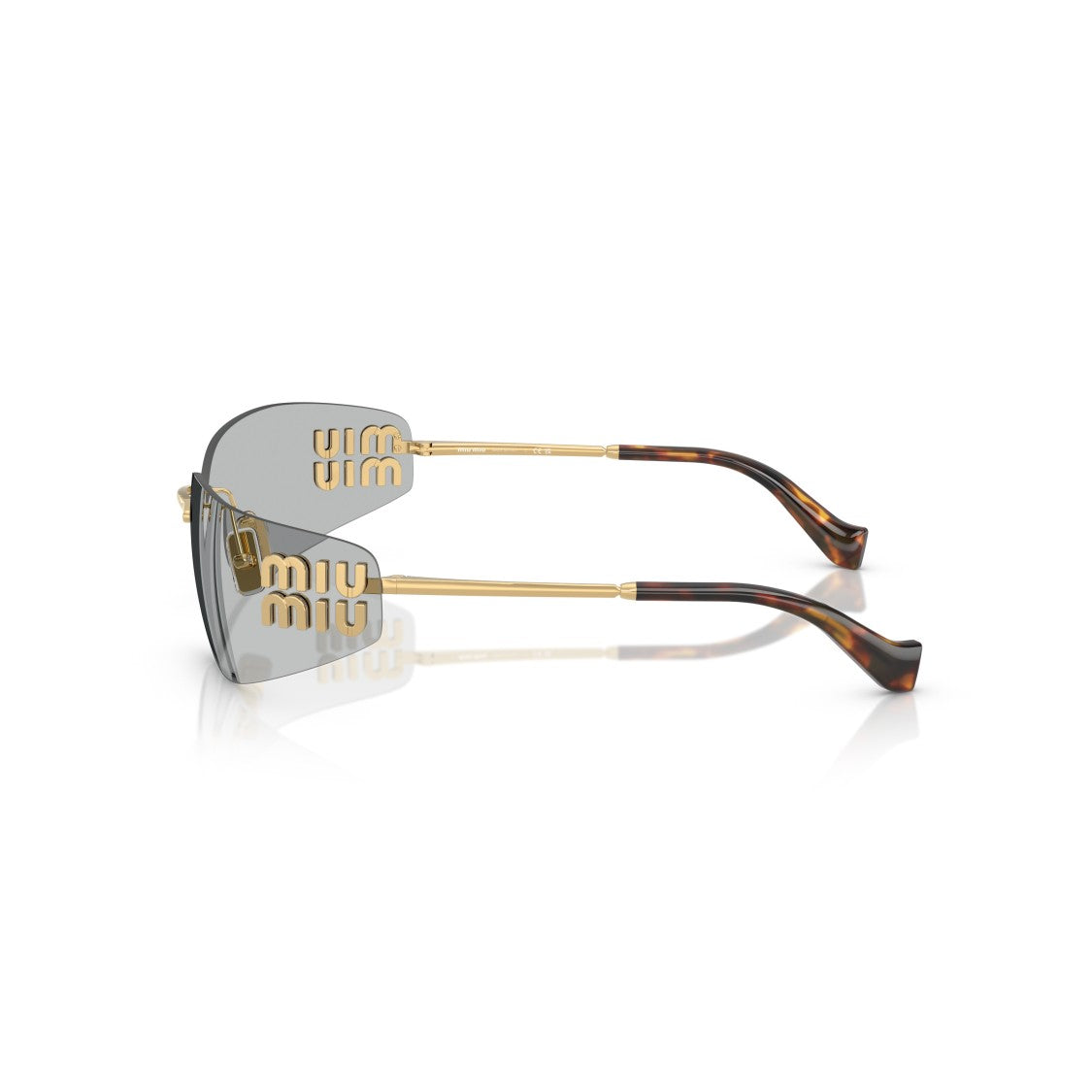 Miu Miu Rimless Sunglasses With Rectangular Grey Lenses