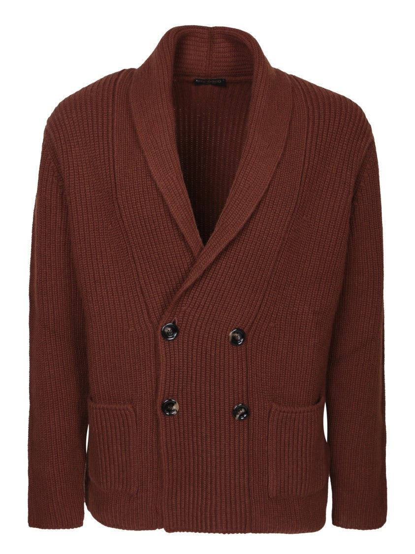 Dell'oglio Brown Shawl Collar Cardigan